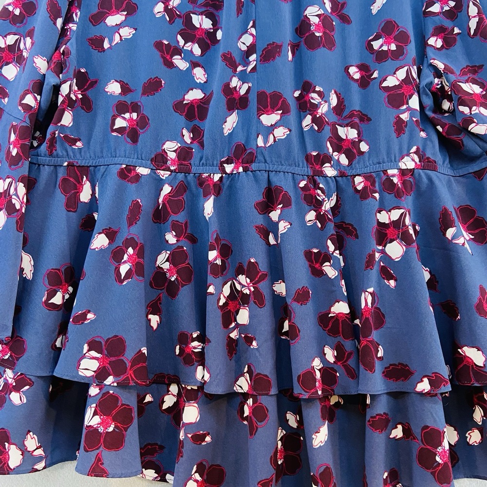 Lane Bryant Peplum‎ Top Plus SZ 26 Purple Floral Print with Bell Sleeves Peasant - Picture 8 of 9